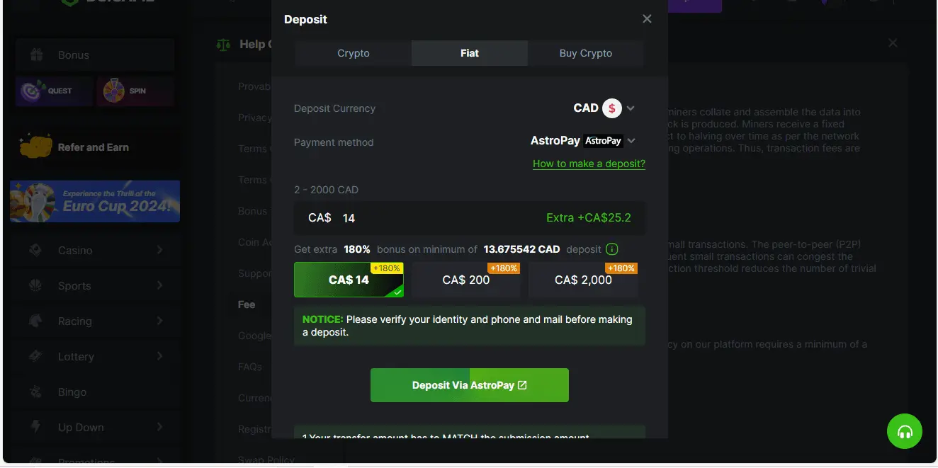 Minimum and Maximum Deposit Amounts for USA Users
